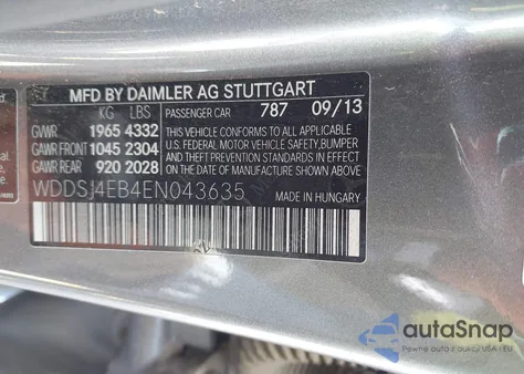 2014 Mercedes-Benz Cla 250 из США, поврежденный, VIN WDDSJ4EB4EN043635